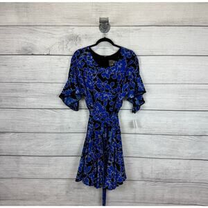 Taylor Women's Blue & Black Floral Short Sleeve Dress Size 10